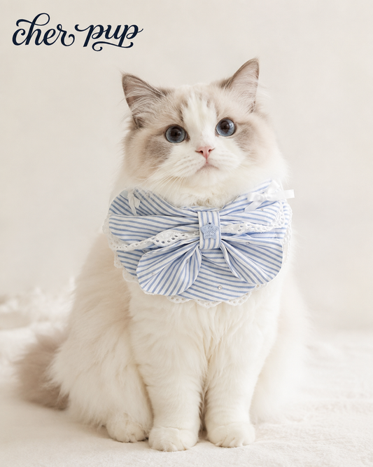 Riviera Stripe Bow Collar fabric detail