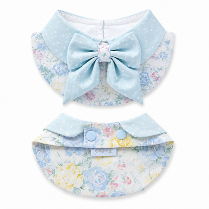 Bluebell Garden Bow Collar - flat lay showing collar and diaper cover