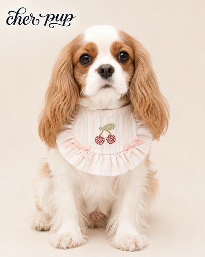 Cherry Belle Collar fabric detail - soft pastel striped cotton