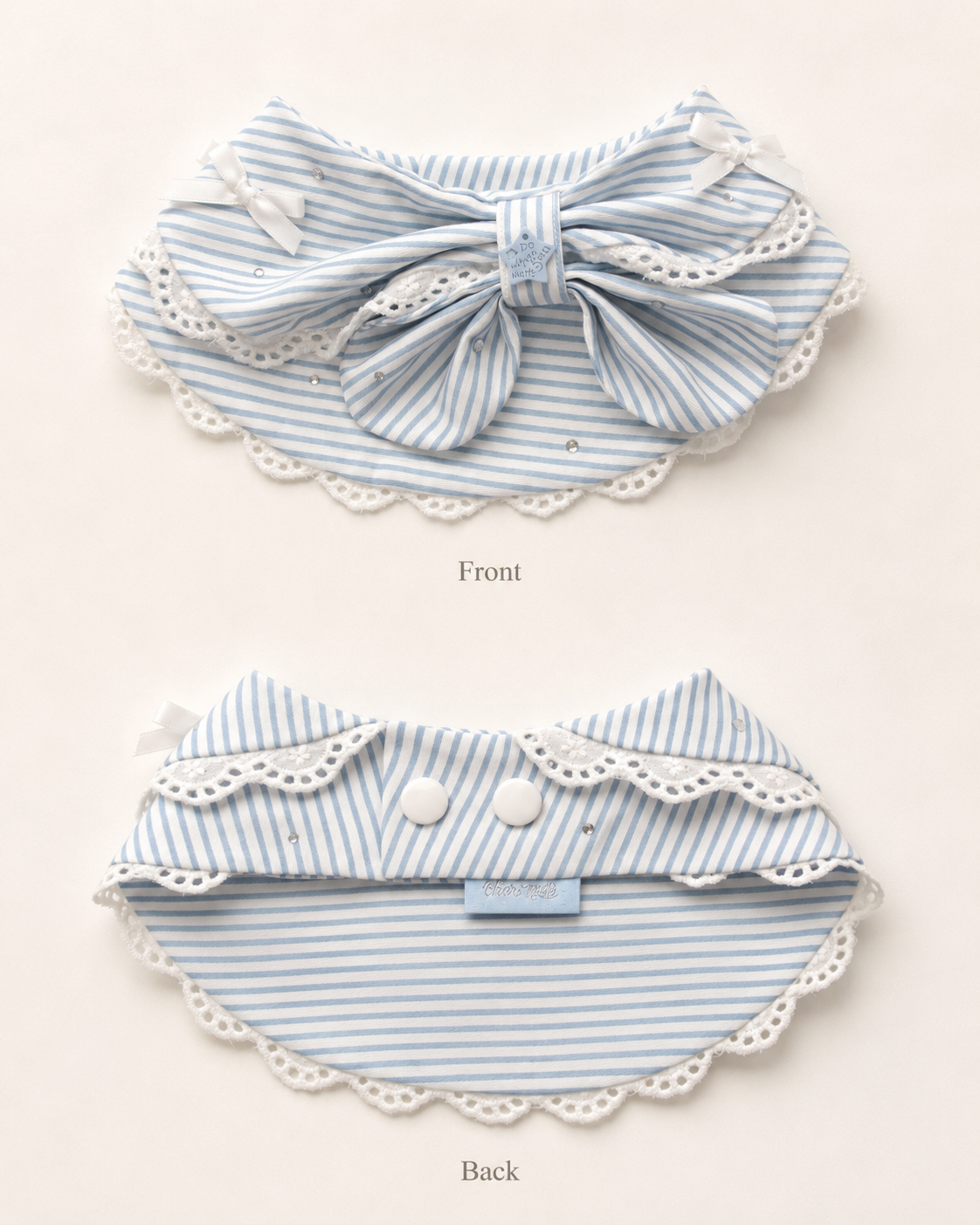 Riviera Stripe Bow Collar front and back view
