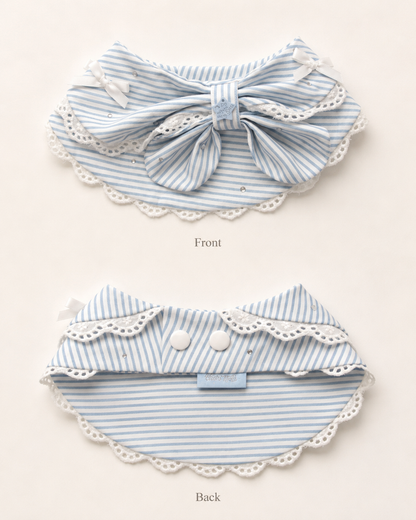 Riviera Stripe Bow Collar front and back view