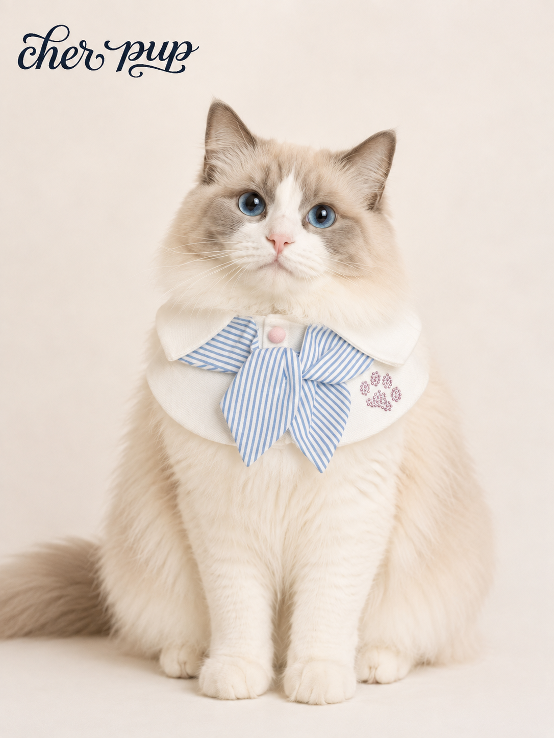 Campus Crush Collar Set striped bow detail