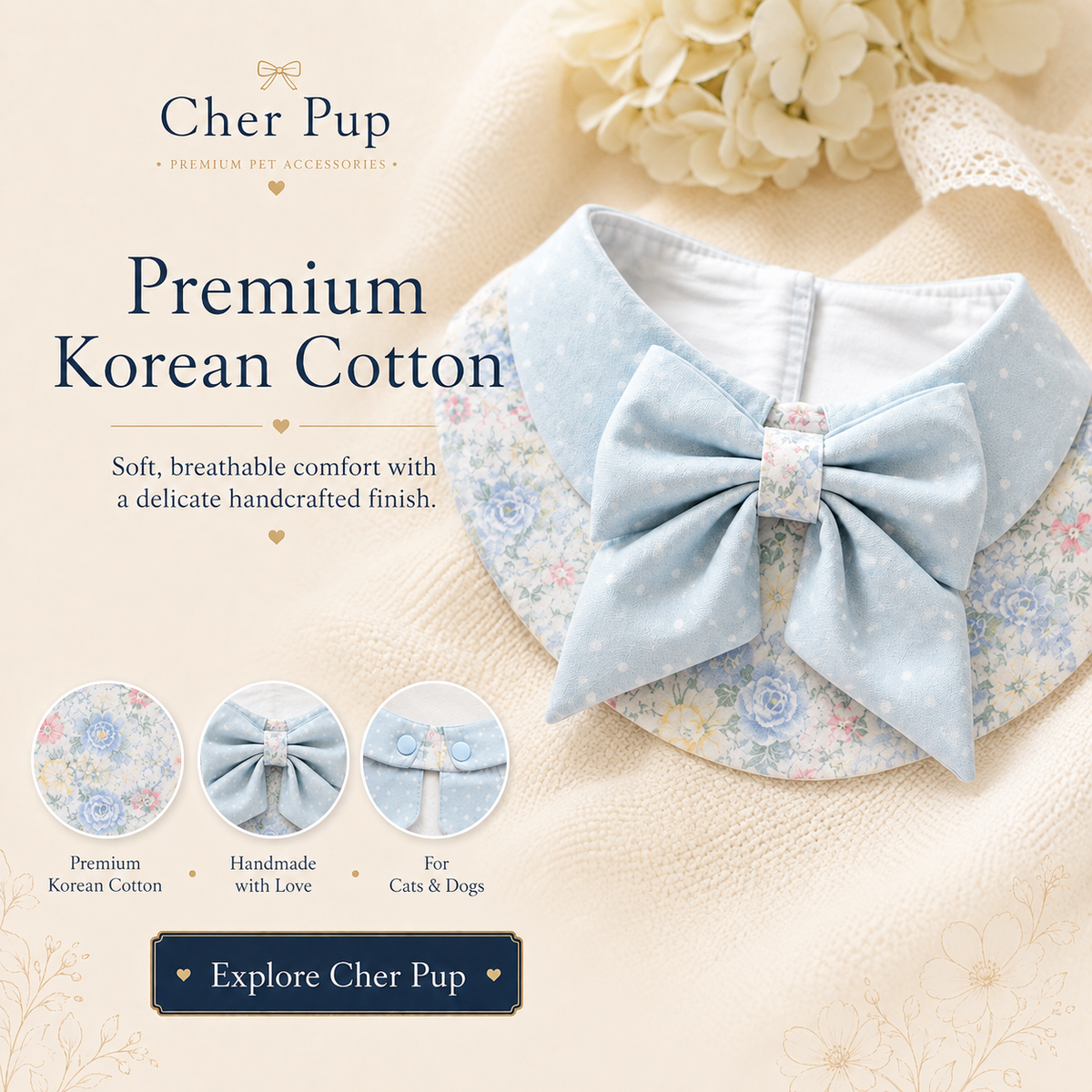 Bluebell Garden Bow Collar