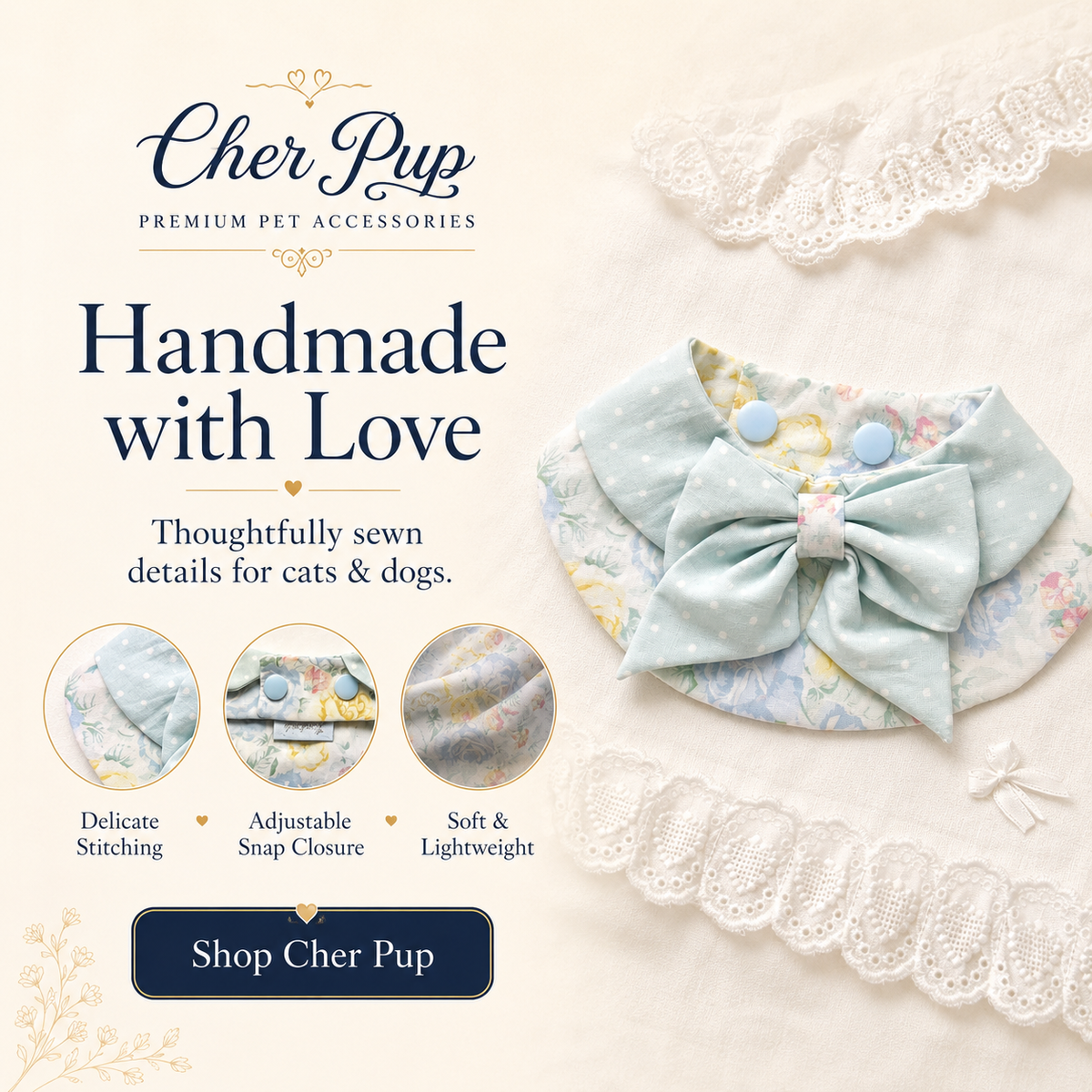 Bluebell Garden Bow Collar