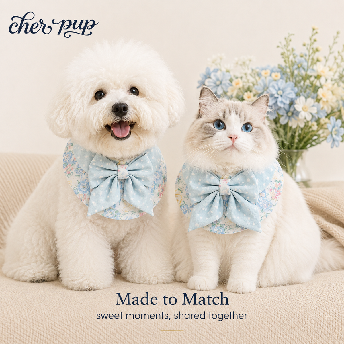 Bluebell Garden Bow Collar